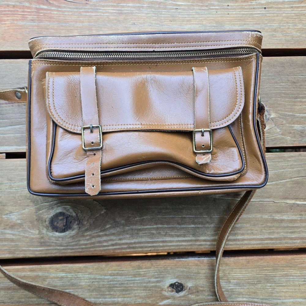 Vintage Perrin California Leather Camera Bag Brown Cowhide No. 605 - Mid Century